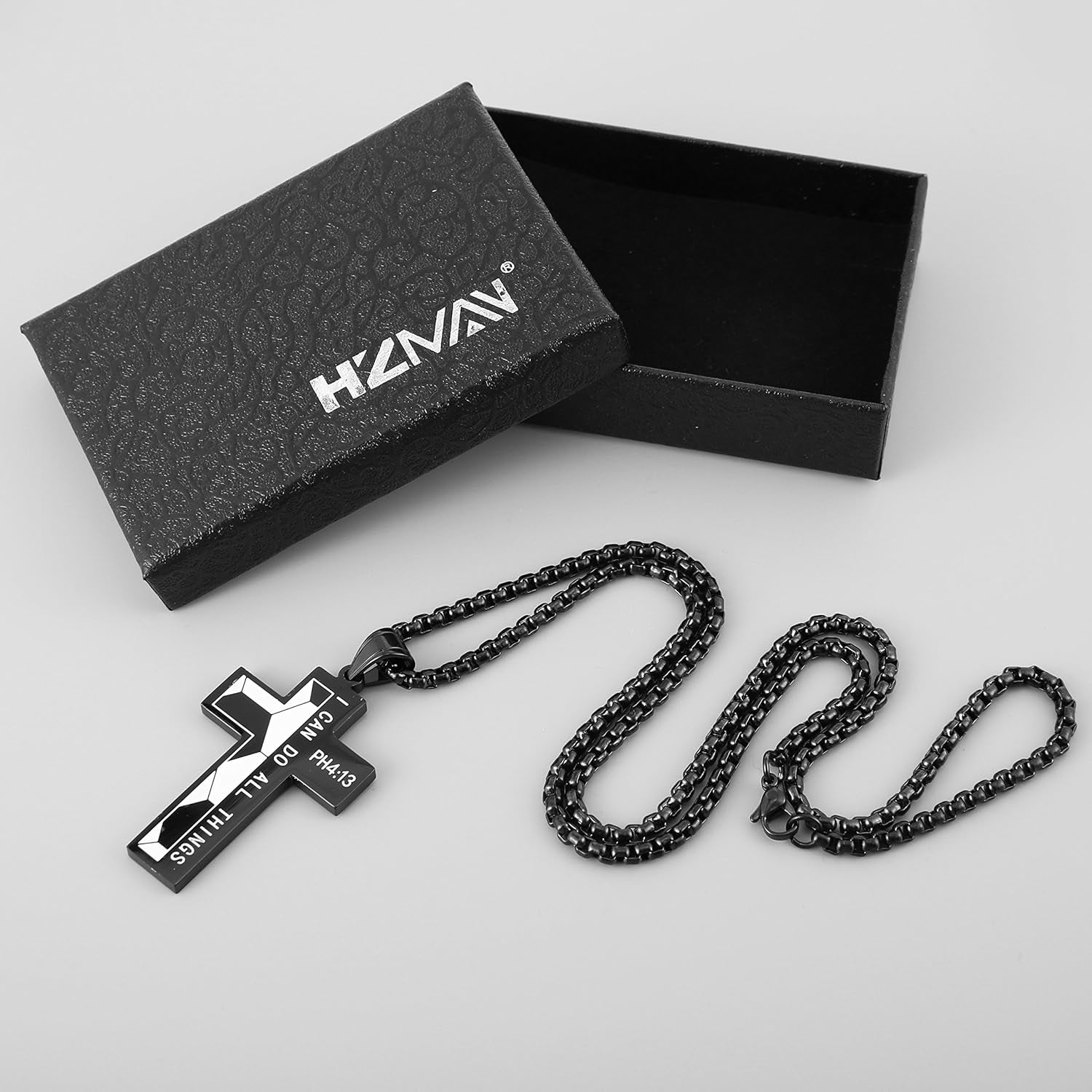 HZMAN Stainless Steel Soccer Cross Necklace for Men - Philippians 4:13 "I Can Do All Things