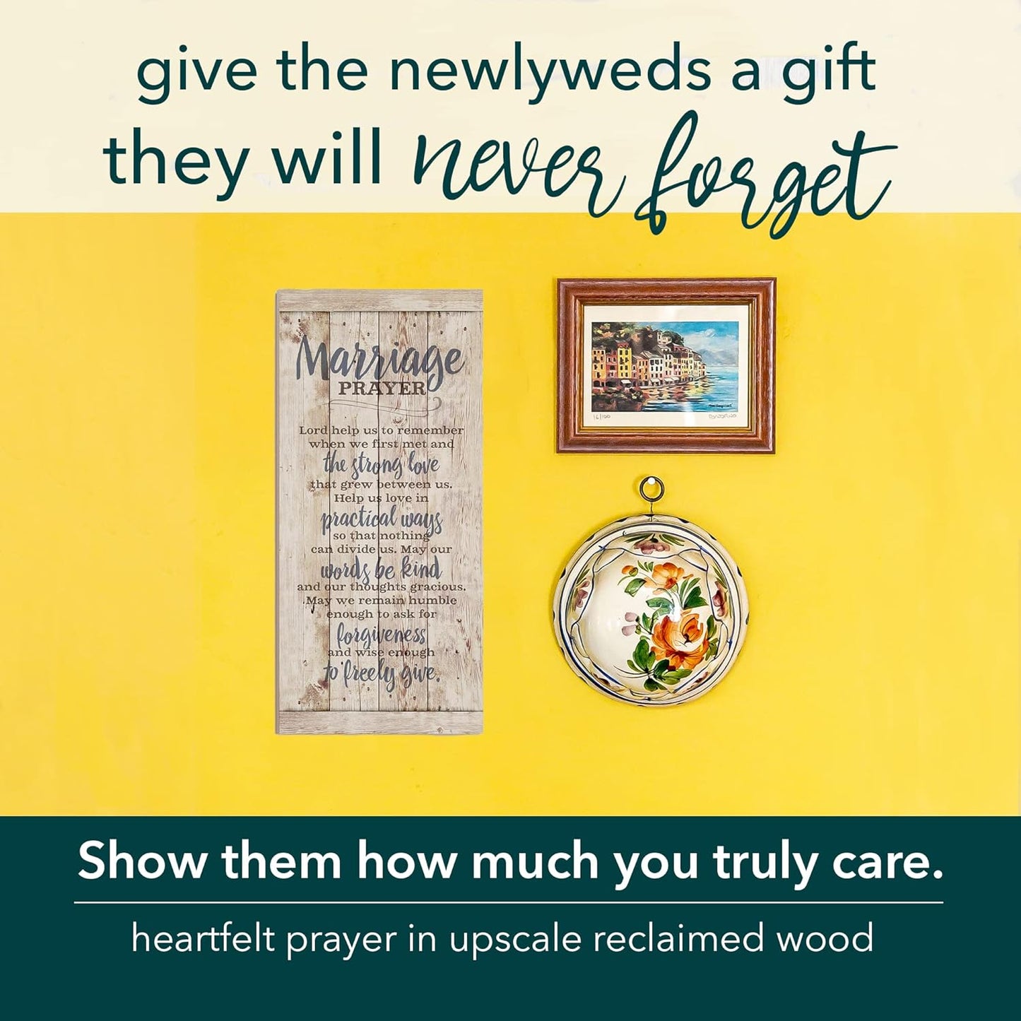 DEXSA Marriage Prayer Wood Plaque - 5.5" x 12" - Original Verse - Wall Hanging Decoration - Made in USA - Christian Family Home Decor