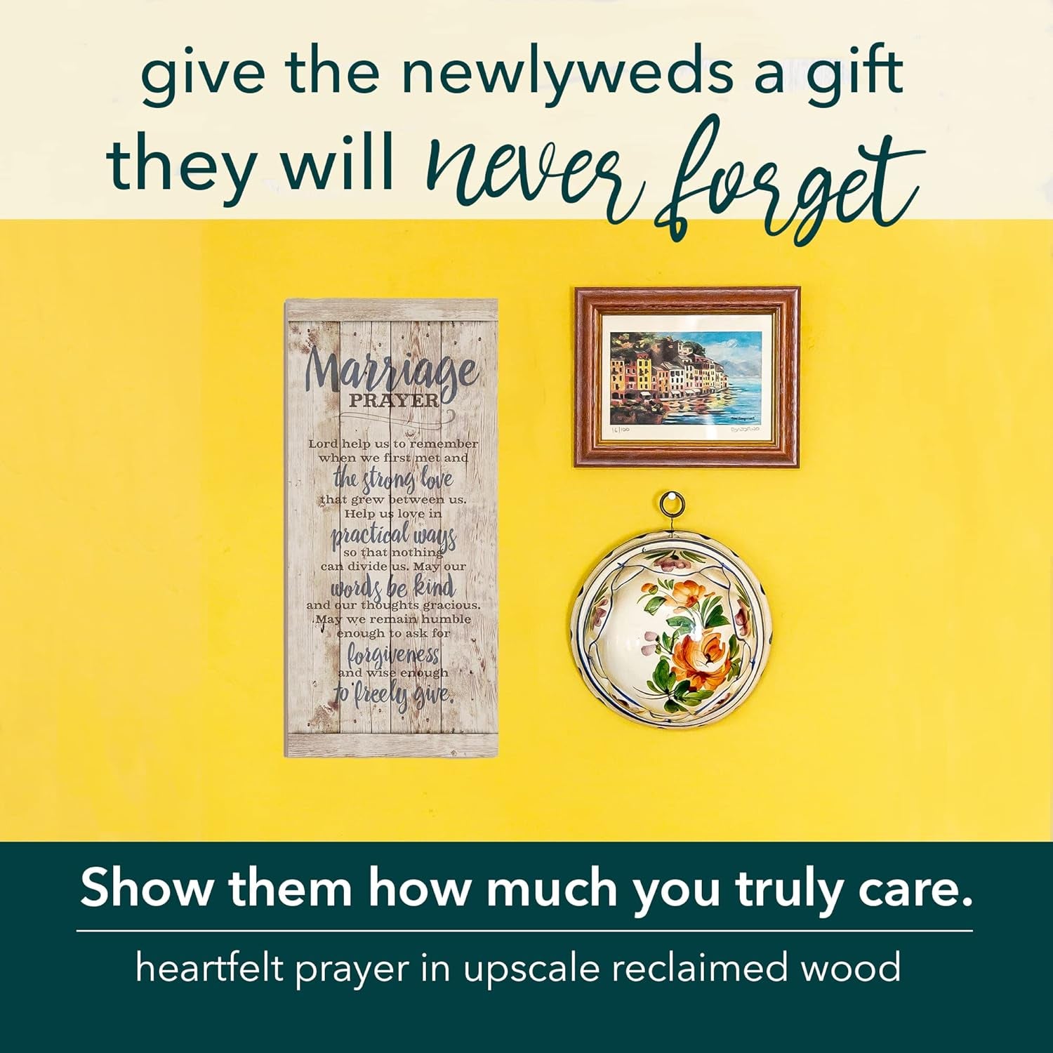 DEXSA Marriage Prayer Wood Plaque - 5.5" x 12" - Original Verse - Wall Hanging Decoration - Made in USA - Christian Family Home Decor