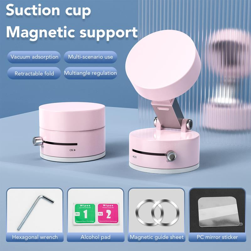 Magnetic Stand Vacuum Phone Stand Holder with Rotation,Foldable Design,Strong Magnet,Suitable for Smooth Surfaces Such as Room,Car,Glass,Kitchen,Gym,Etc