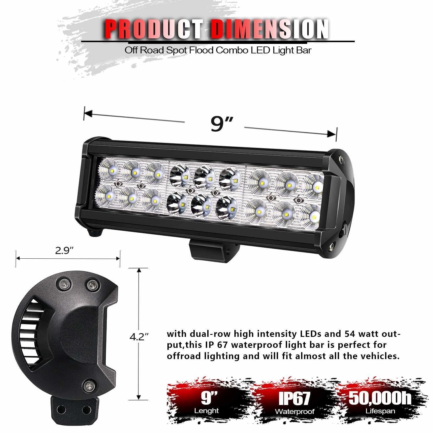 9 Inch Led Light Bar 54W Led Work Light For Offroad Use - Inside The Bars