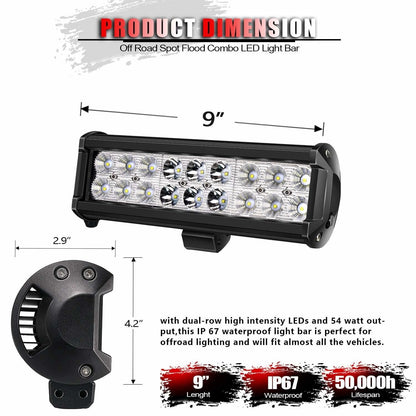 9 Inch Led Light Bar 54W Led Work Light For Offroad Use - Inside The Bars