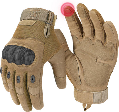 KEMIMOTO Men's Tactical Gloves - Touchscreen Motorcycle Gloves with Hard Shell and Palm Padding for Sports, Airsoft, Paintball, Hunting, Hiking, and Climbing