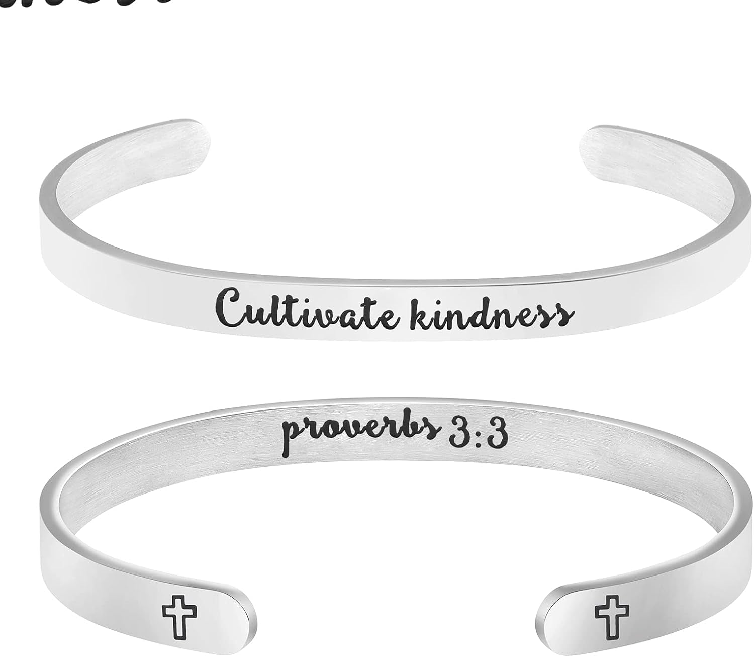 Inspirational Christian Bracelets for Women - Engraved Cuff Bangle with Proverbs 3:3 Scripture Jewelry Promoting Kindness