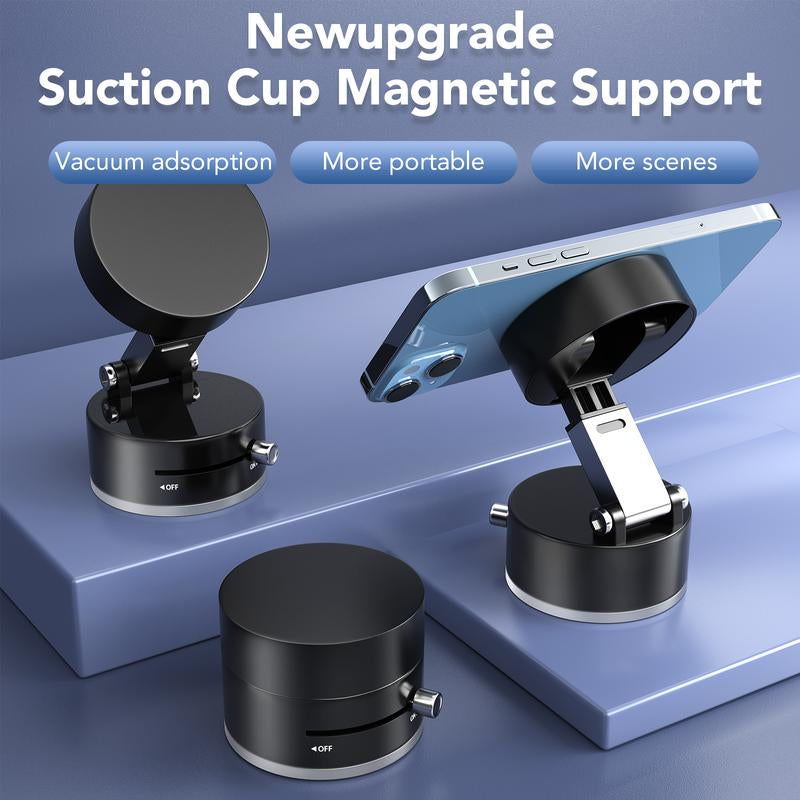 Magnetic Stand Vacuum Phone Stand Holder with Rotation,Foldable Design,Strong Magnet,Suitable for Smooth Surfaces Such as Room,Car,Glass,Kitchen,Gym,Etc