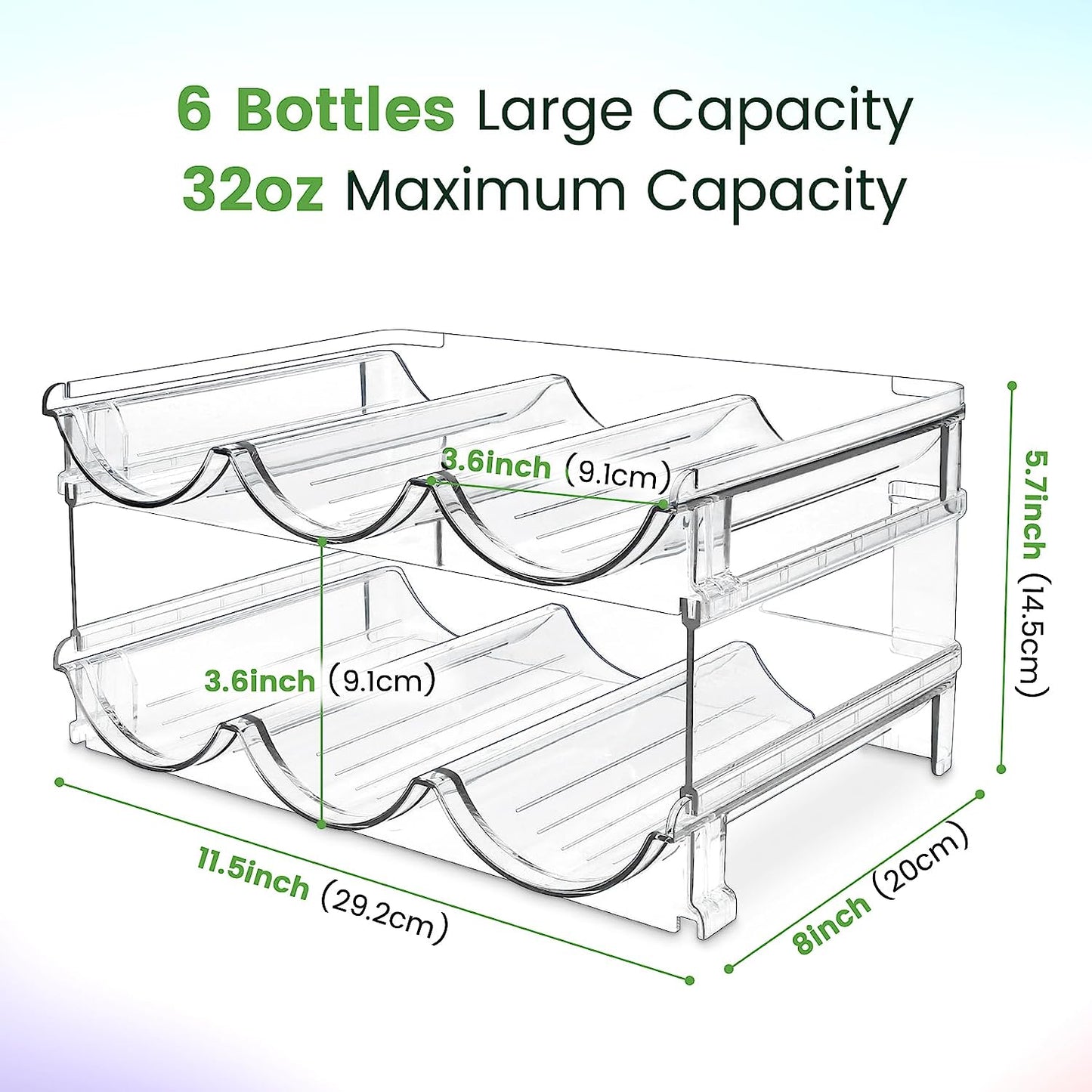 Water Bottle Organizer Set - 4 Pack Plastic Storage Racks for Cabinet, Fridge, and Desktop