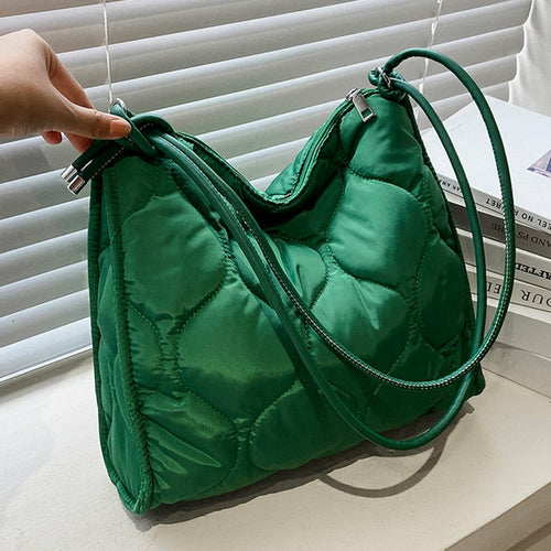 Winter Down Cotton Shoulder Bag Women Waterproof Tote Bags