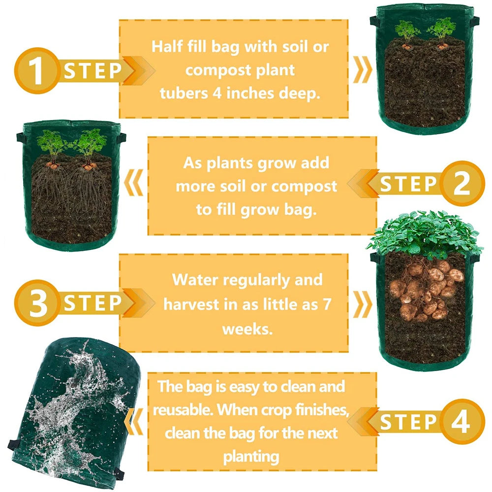 Potato Grow Container Bag DIY Planter PE Fabrics D30 Tools