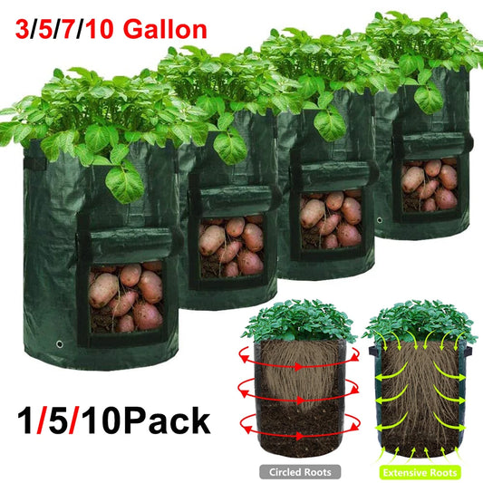 Potato Grow Container Bag DIY Planter PE Fabrics D30 Tools