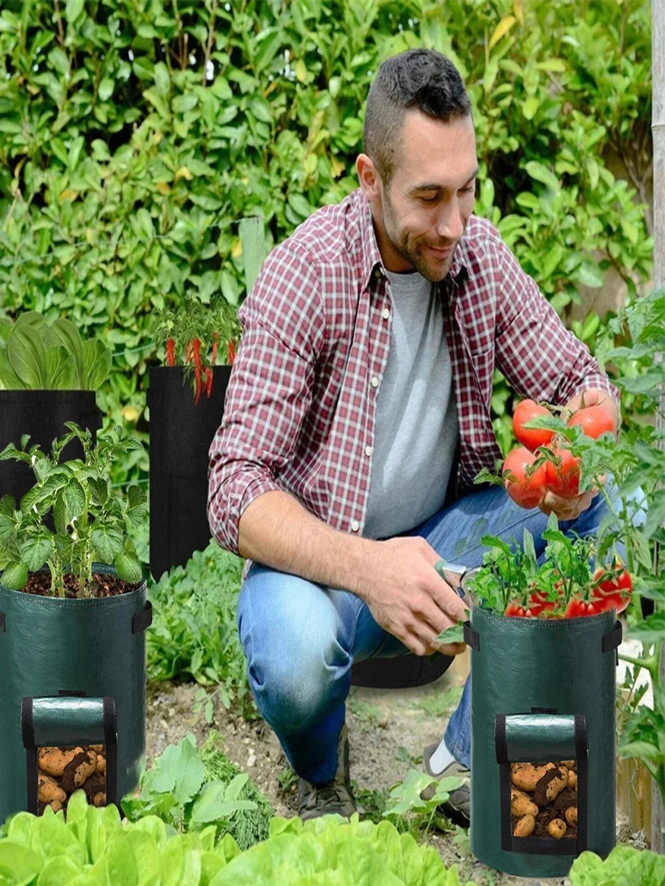 5PCs Garden Supplies Vegetable Plant Grow Bag Thicken PE Cloth