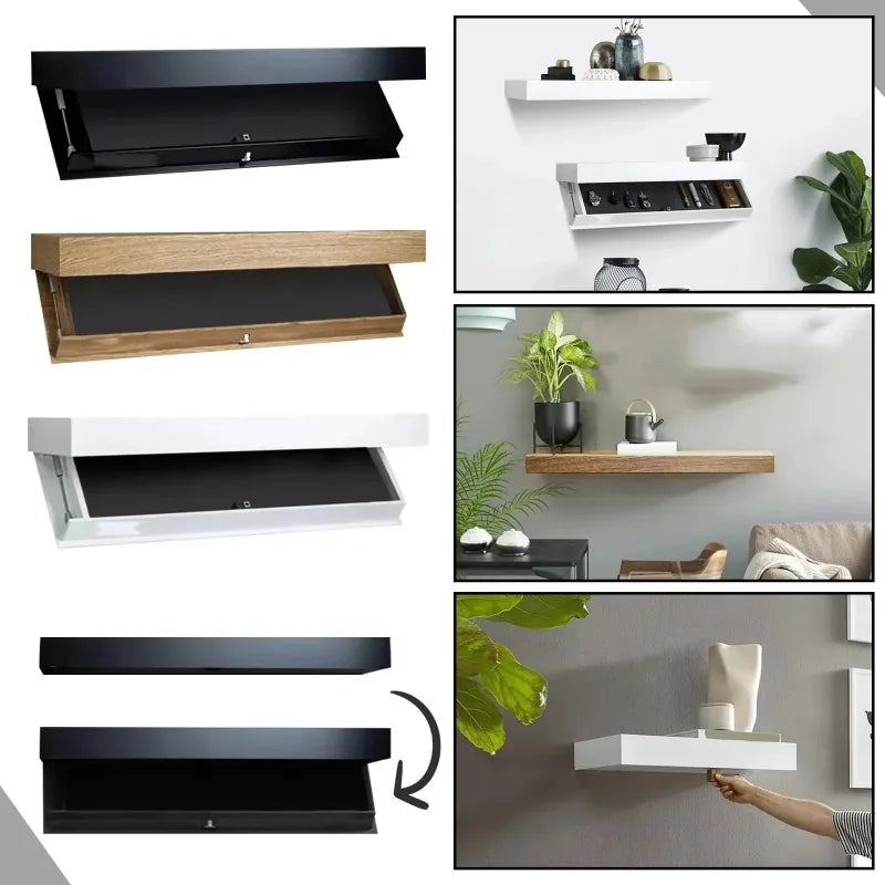Hidden Flap Design Storage Shelf With Secret Compartment