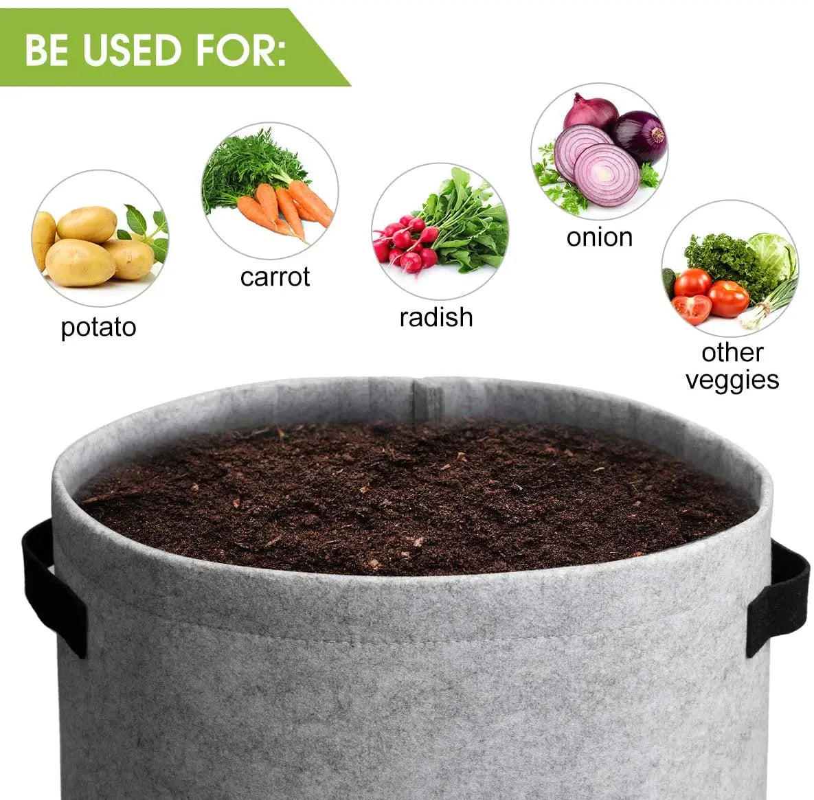 3 Size Felt Plant Grow Bags Nonwoven Fabric Vegetable Pots