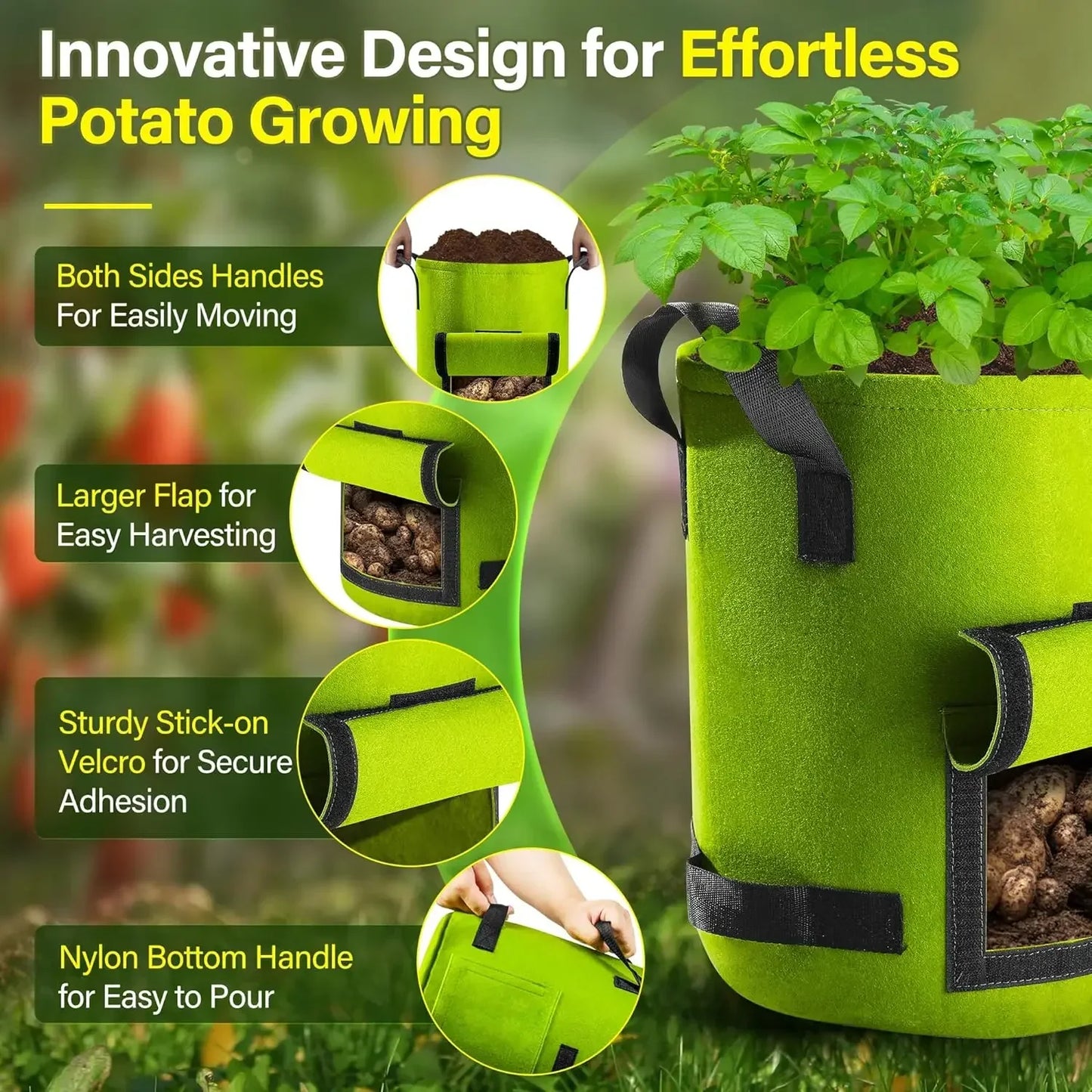 5/10 Gallon Felt Plant Grow Bags Nonwoven Fabric Garden