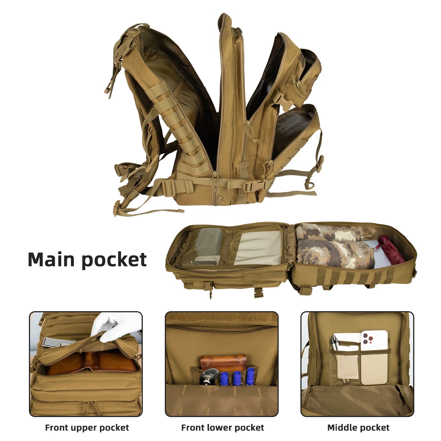 45L Waterproof Hunting Bags Rucksacks for Camping Hiking