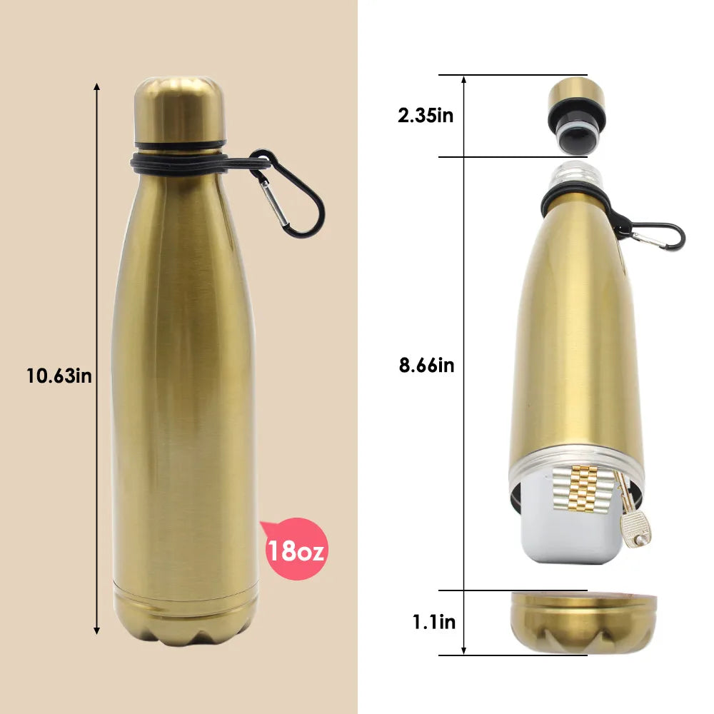 Stainless Steel Hidden Water Bottle Tumbler with Secret Compartment