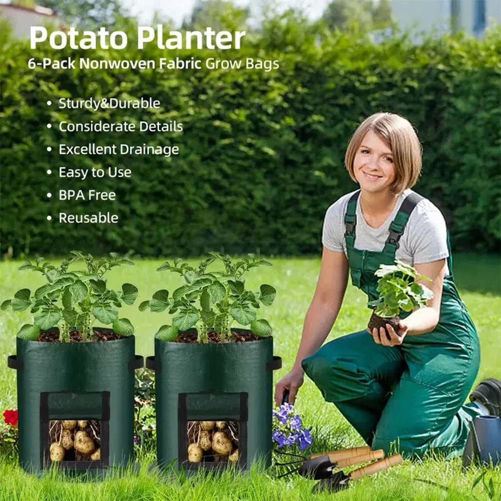 5PCs Garden Supplies Vegetable Plant Grow Bag Thicken PE Cloth