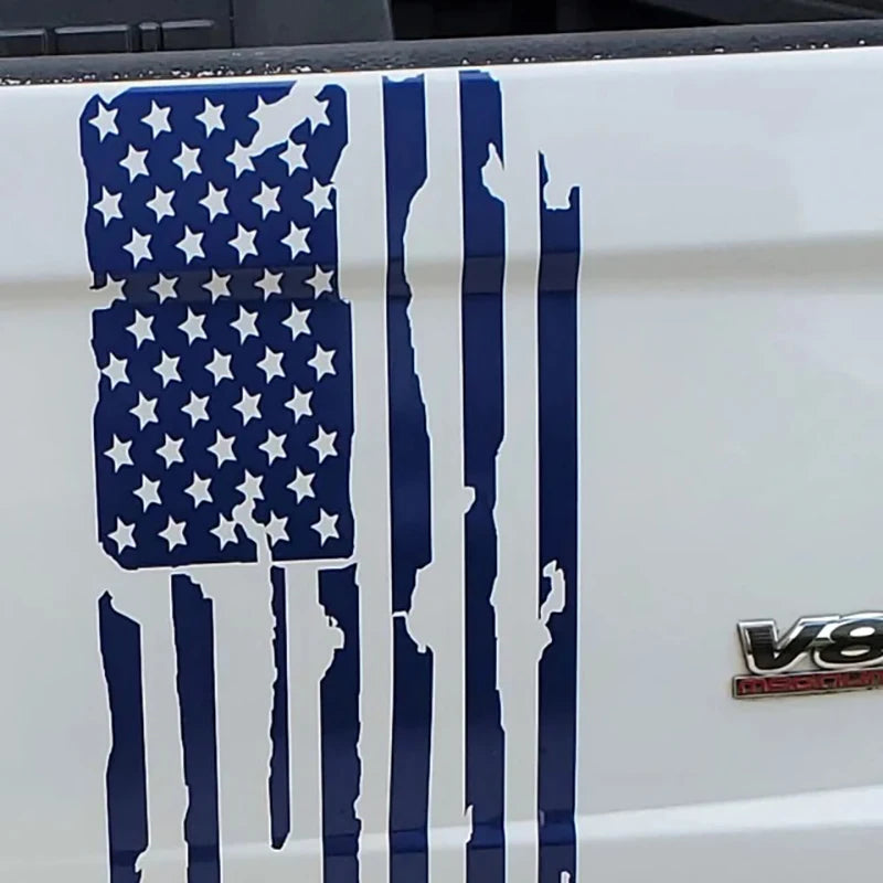 Vertical Distressed American Flag Car Stickers Pickup Tailgate Decals Racing Accessories for FORD F150/DODGE RAM/GMC SIERRA