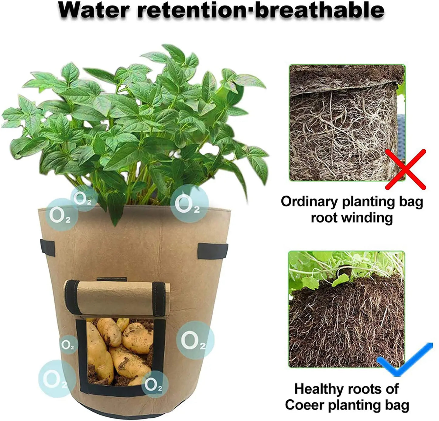 3 Size Felt Plant Grow Bags Nonwoven Fabric Vegetable Pots