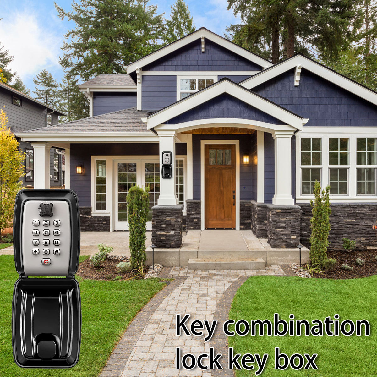 Key Lock Box Wall-Mount Secret Code Security Key Safe