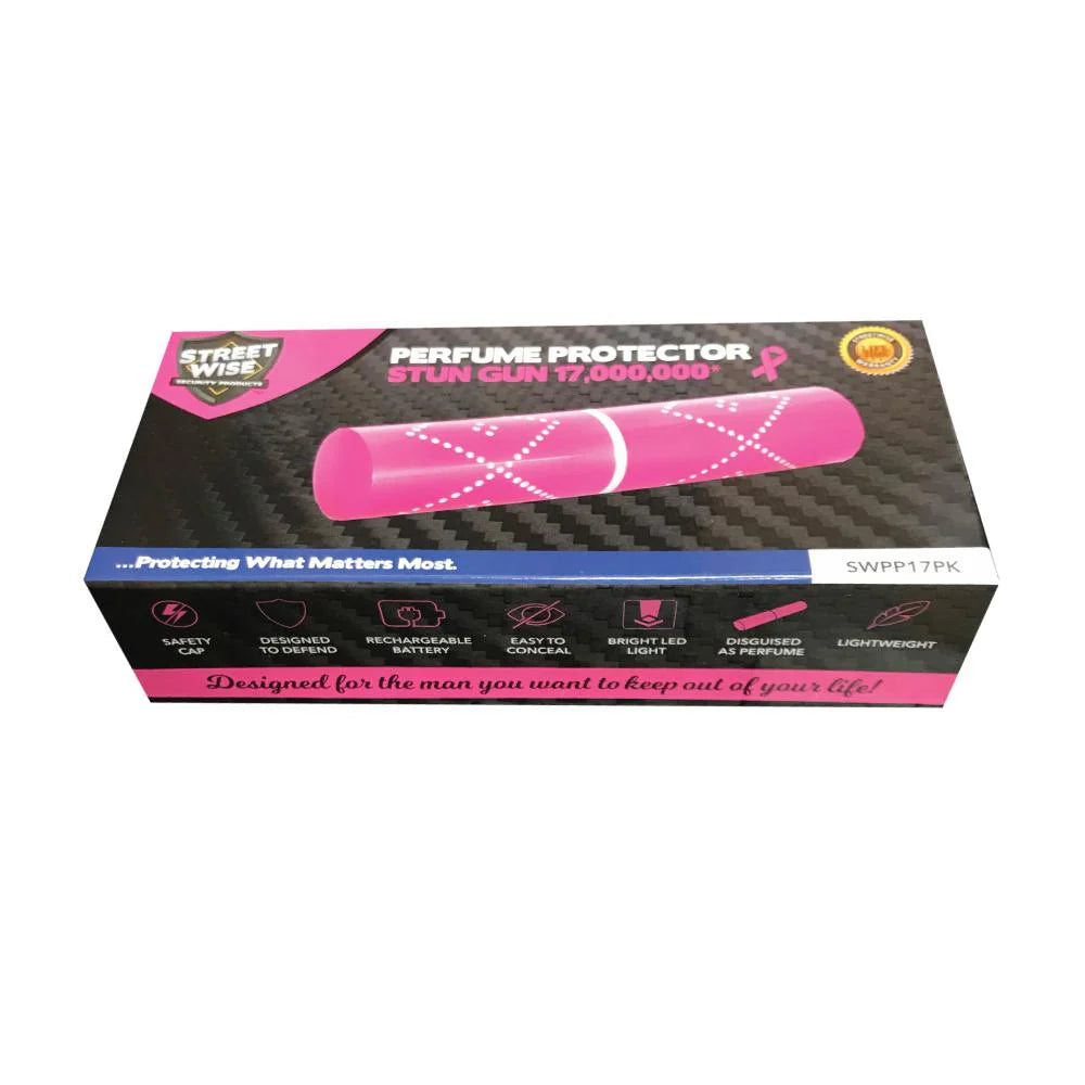 Perfume Protector 17000000 Volt Stun Gun Pink Rechargeable Personal Safety Device