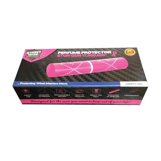 Perfume Protector 17000000 Volt Stun Gun Pink Rechargeable Personal Safety Device