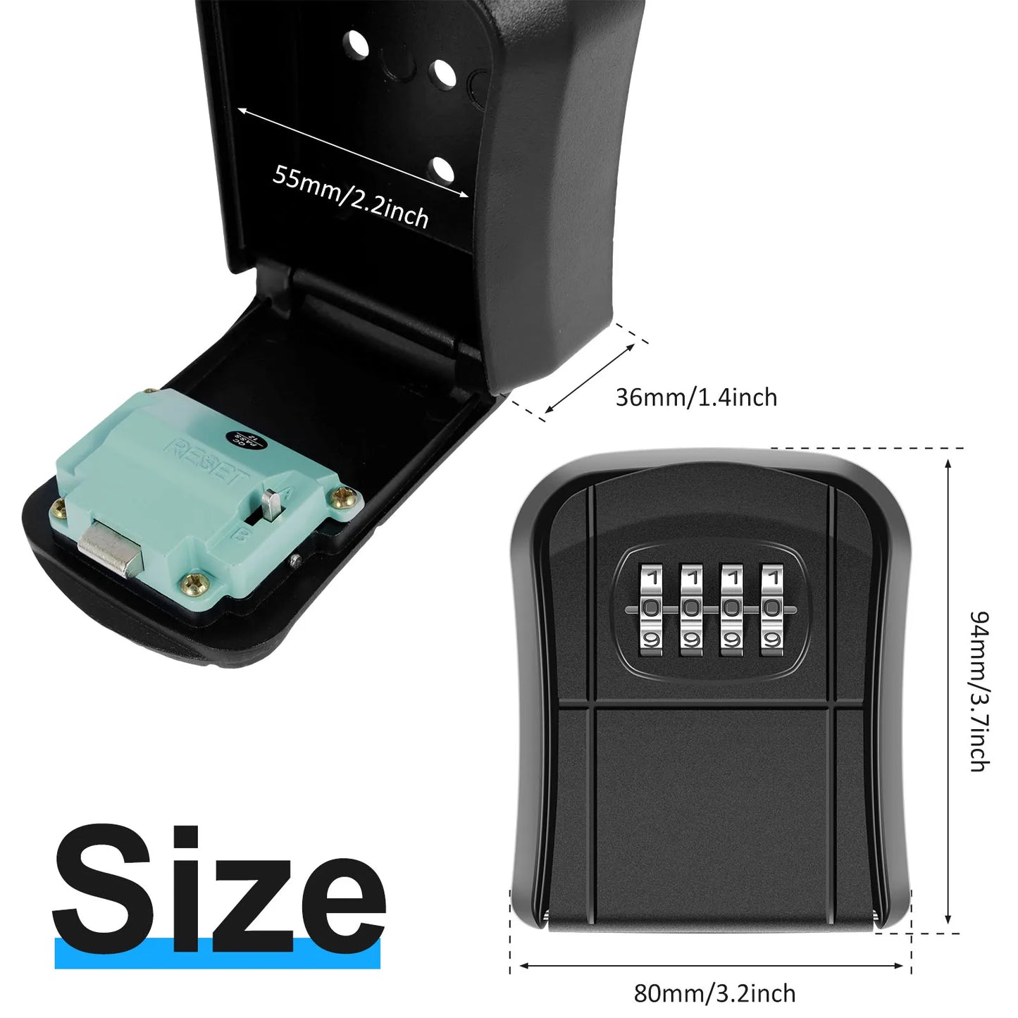 Key Lock Box Wall-Mount Secret Code Security Key Safe