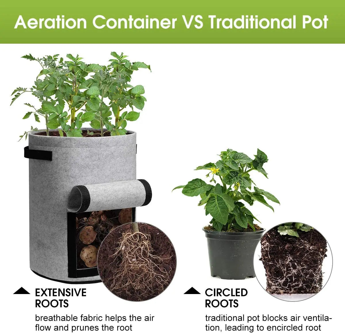 3 Size Felt Plant Grow Bags Nonwoven Fabric Vegetable Pots