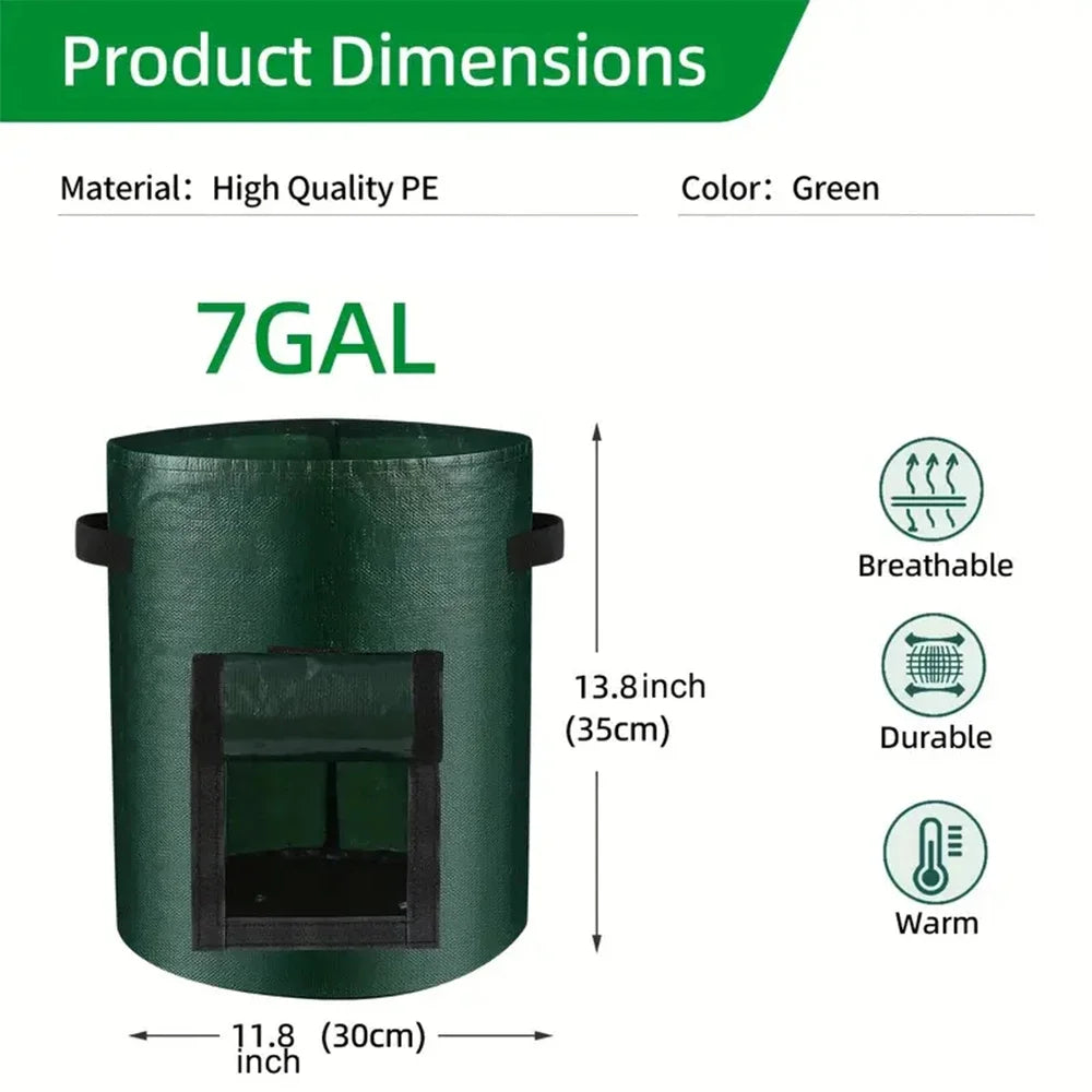 5PCs Garden Supplies Vegetable Plant Grow Bag Thicken PE Cloth