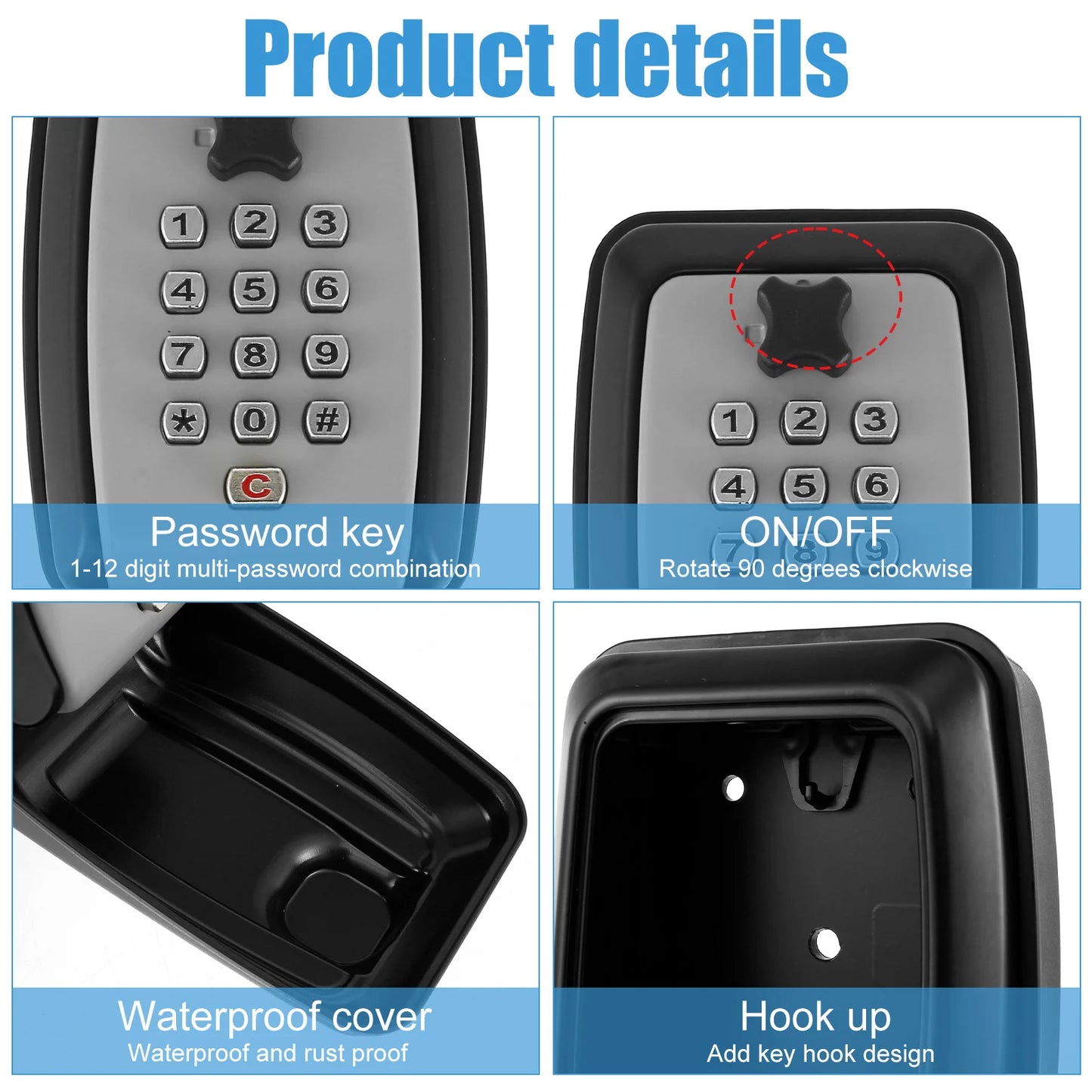 Key Lock Box Wall-Mount Secret Code Security Key Safe