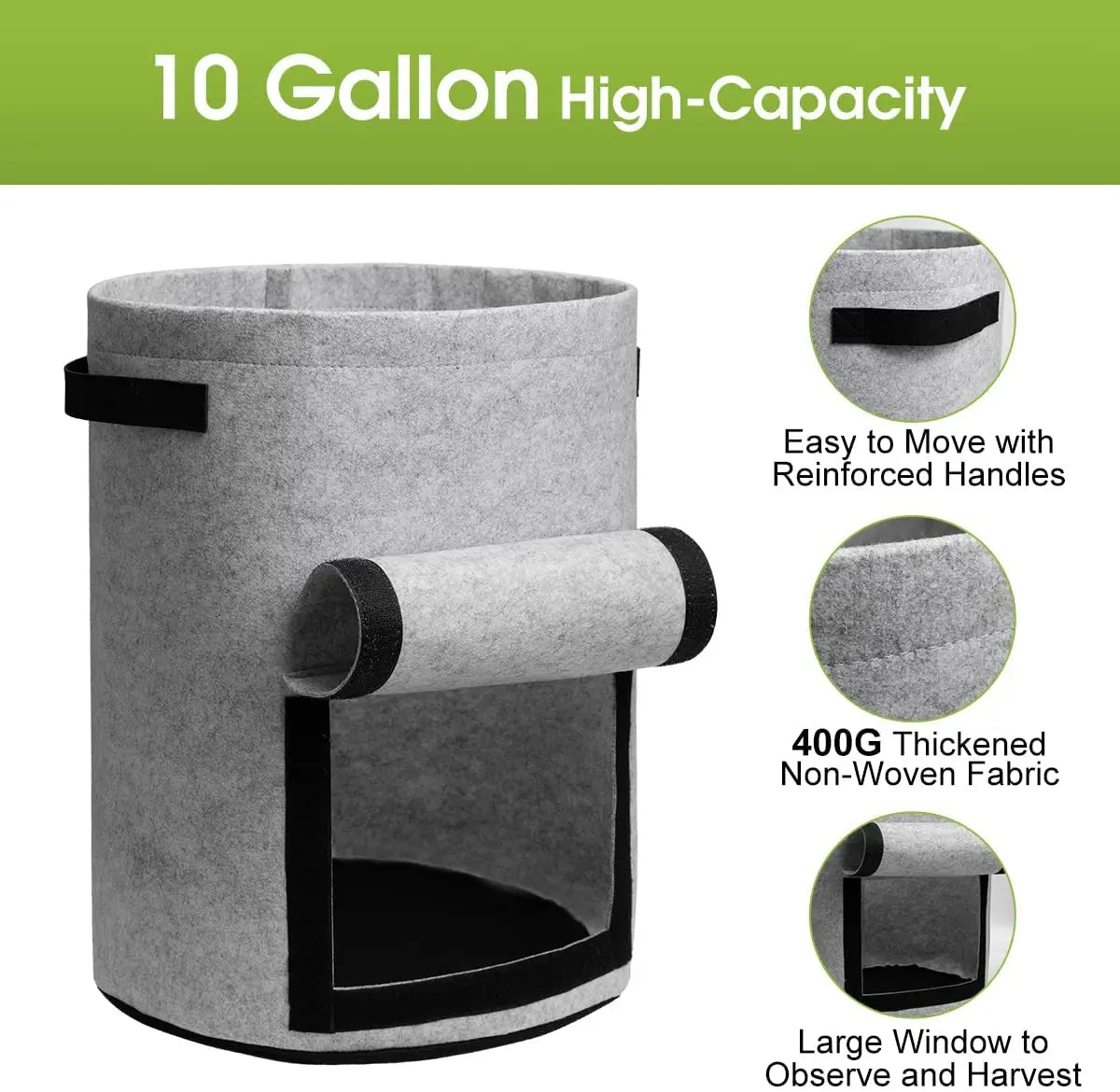 3 Size Felt Plant Grow Bags Nonwoven Fabric Vegetable Pots