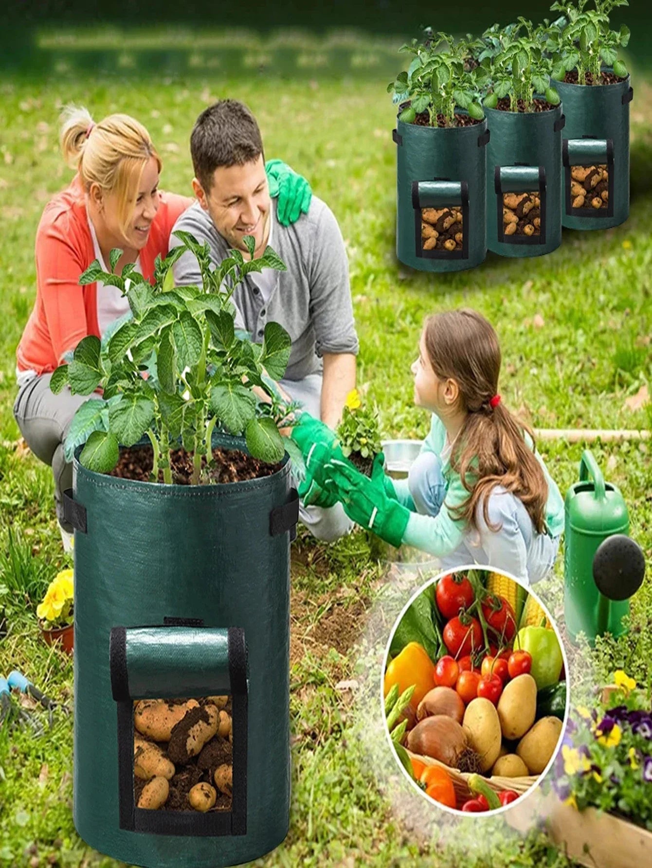 5PCs Garden Supplies Vegetable Plant Grow Bag Thicken PE Cloth