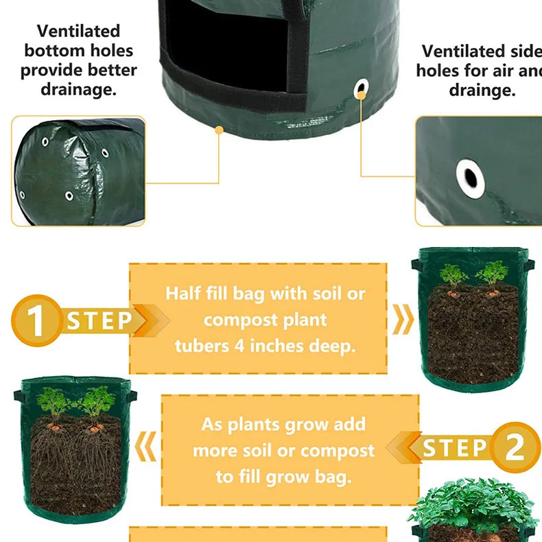 12 Gallons DIY Potato Planter Container Bag for Gardening