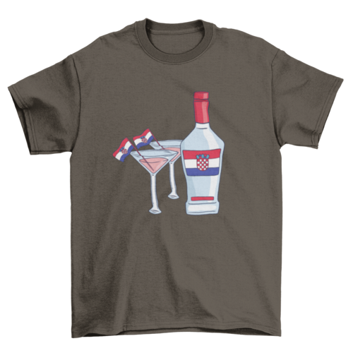 Croatia Drinks T-Shirt Design With Flag Bottle And Glasses
