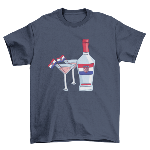Croatia Drinks T-Shirt Design With Flag Bottle And Glasses