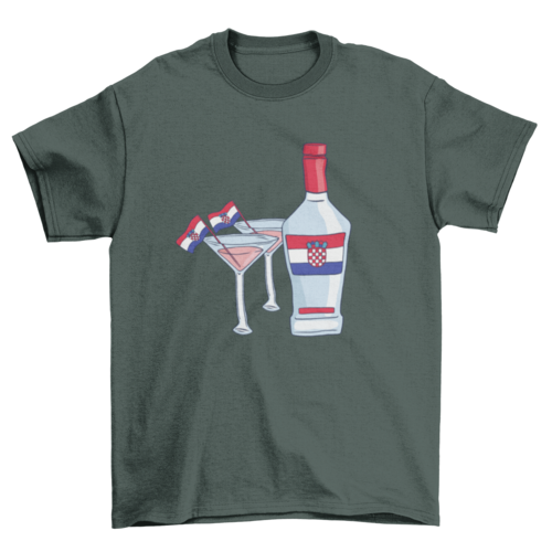 Croatia Drinks T-Shirt Design With Flag Bottle And Glasses