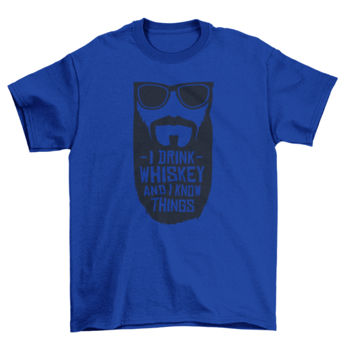 I Drink Whiskey T-Shirt with Fun Beard Design for Men