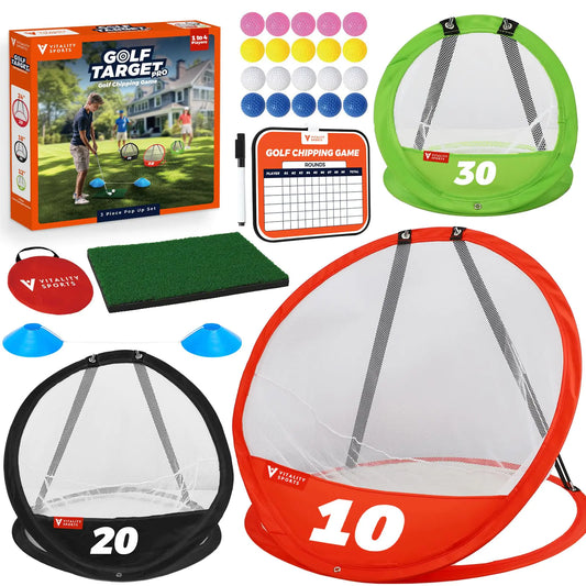Vitality Sports Golf Chipping Net Golf Chipping Game Chipping Target Golf Practice Equipment and Mat