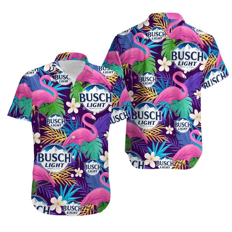 Light Beer Flamingo Unisex Hawaiian Shirt, Busch Light Hawaiian Shirt