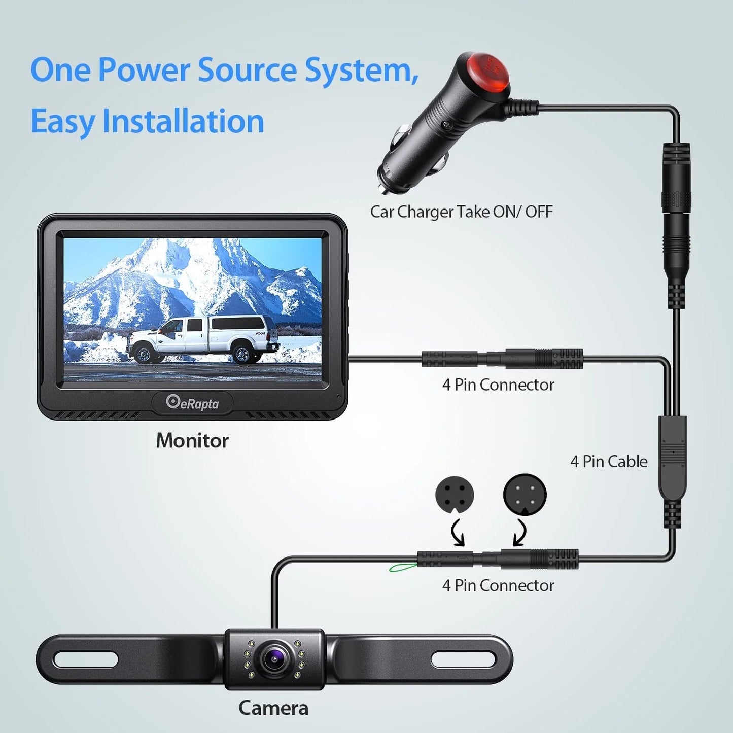 A43 4.3 Inch HD Backup Camera System IP69 Waterproof Cars Trucks - Inside The Bars