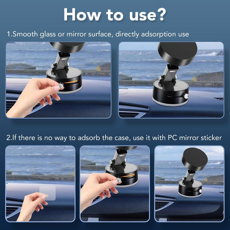 Magnetic Stand Vacuum Phone Stand Holder with Rotation,Foldable Design,Strong Magnet,Suitable for Smooth Surfaces Such as Room,Car,Glass,Kitchen,Gym,Etc