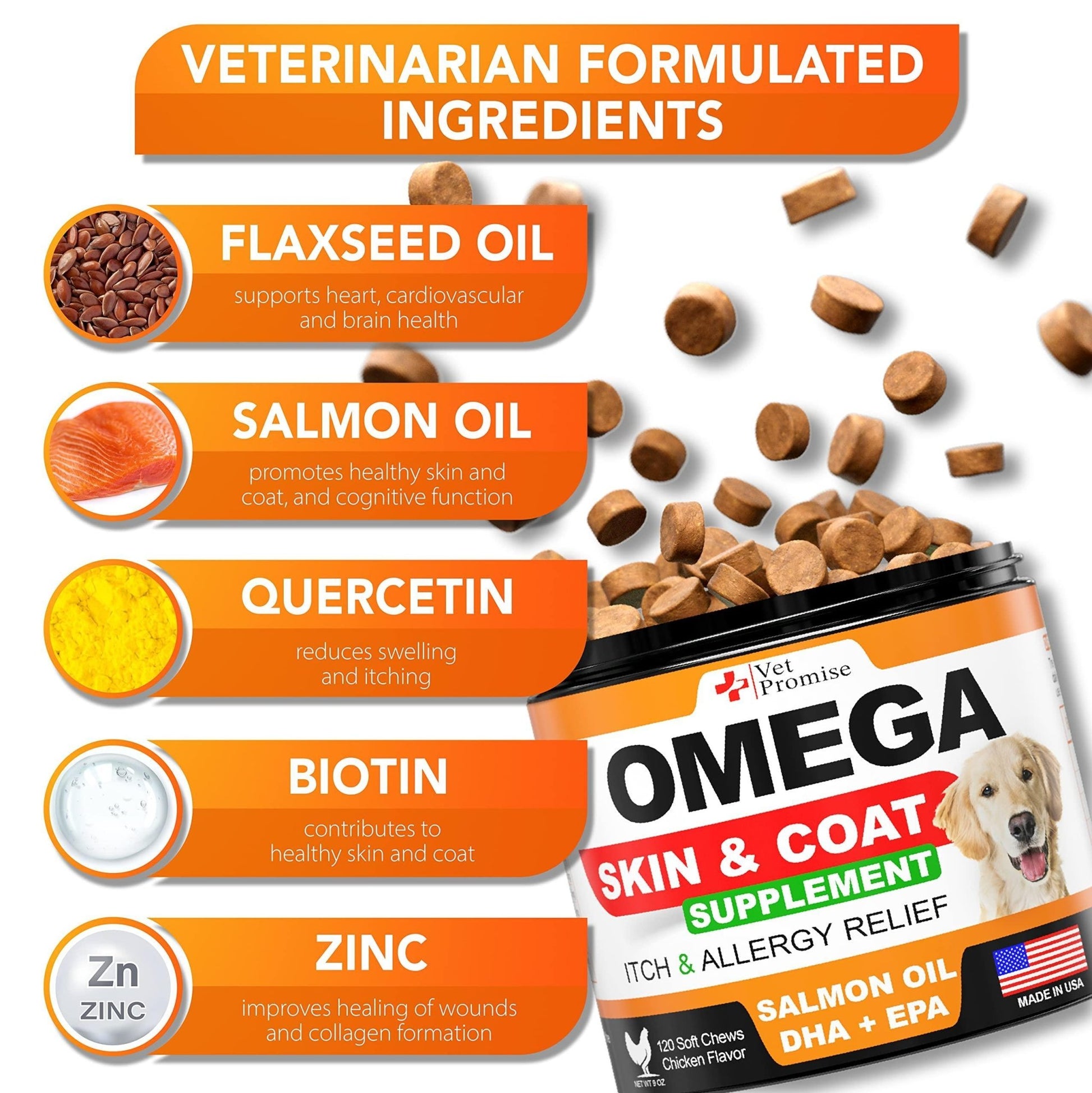 All Natural Omega 3 Chews For Dogs With Biotin Salmon Oil - Inside The Bars