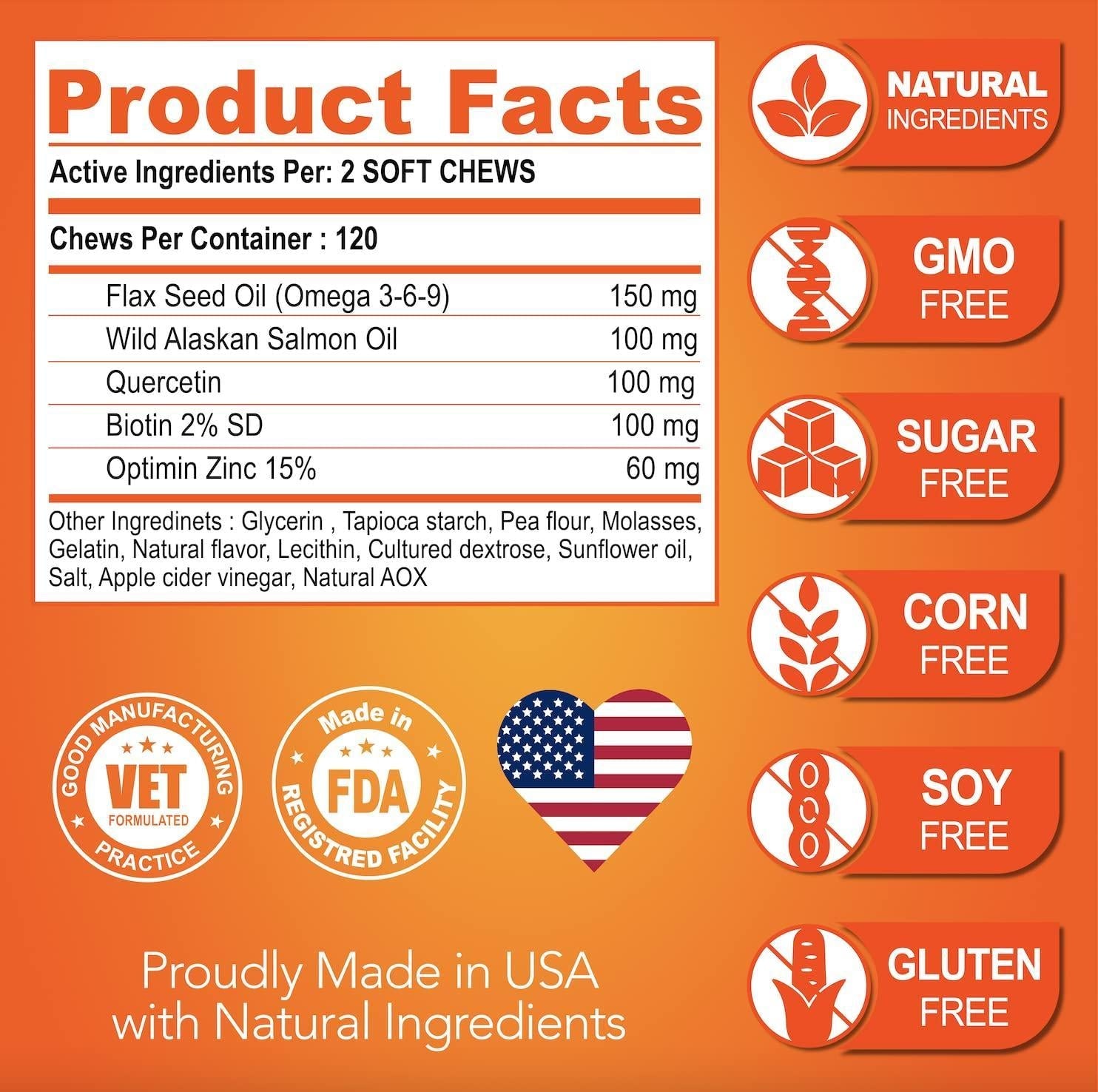 All Natural Omega 3 Chews For Dogs With Biotin Salmon Oil - Inside The Bars
