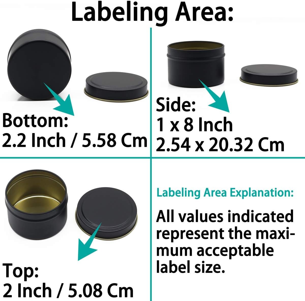 Aroparc 4oz Black Candle Tins 24 Piece Bulk Set for Candle Making - Inside The Bars