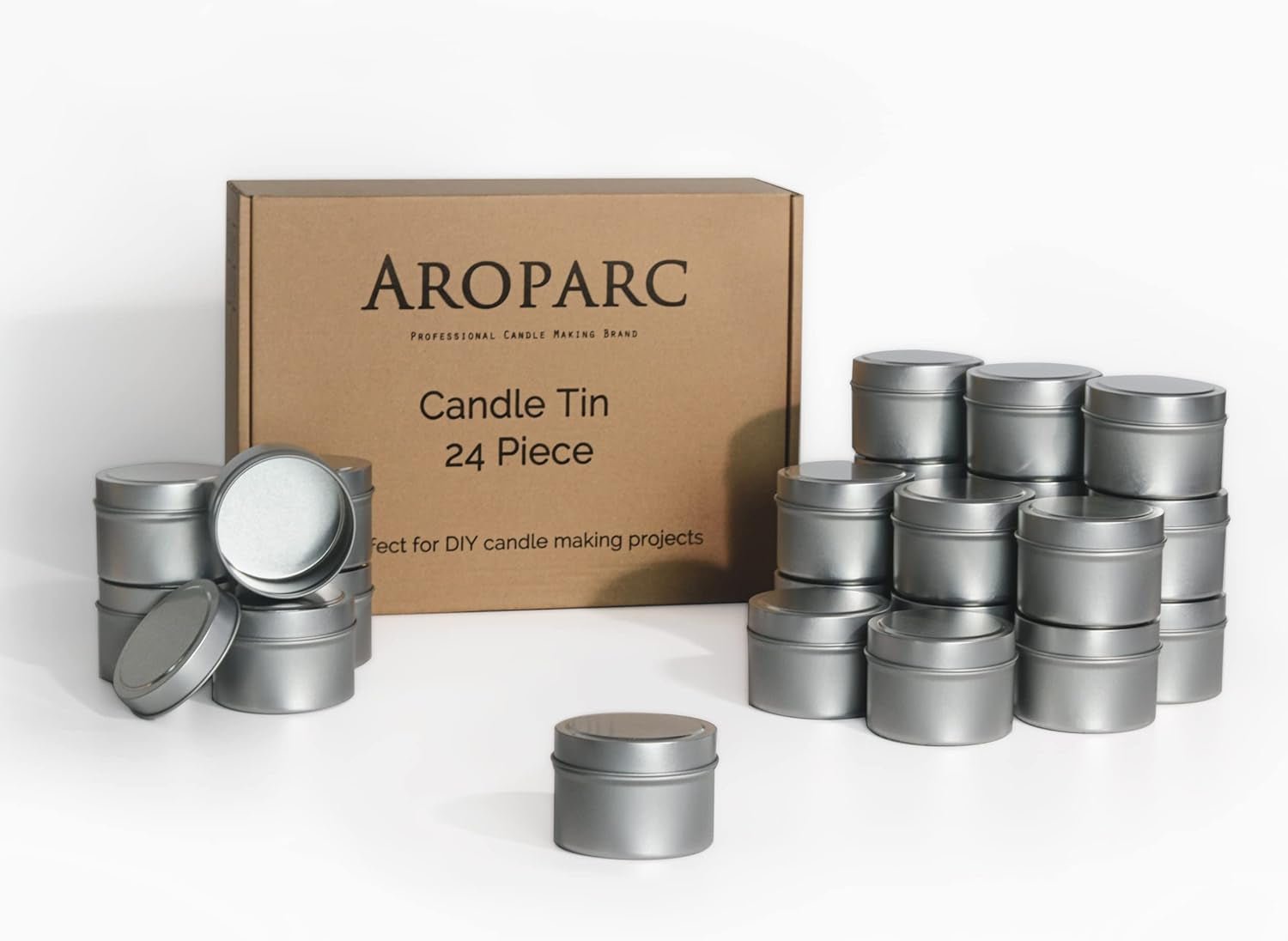 Aroparc 4oz Black Candle Tins 24 Piece Bulk Set for Candle Making - Inside The Bars
