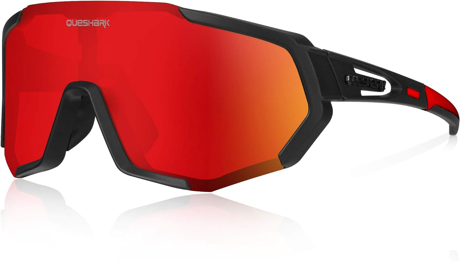 Queshark Polarized Sports Sunglasses for Men and Women, Featuring 1 Polarized and 2 HD Lenses for Cycling and Running