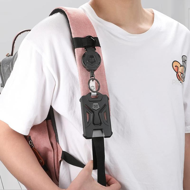 Retractable Heavy Duty Badge Reel, Stylish MNGARISTA Retractable Badge Holder with 31.5" Reel for Students & Workers, Office Supplies Carabiner