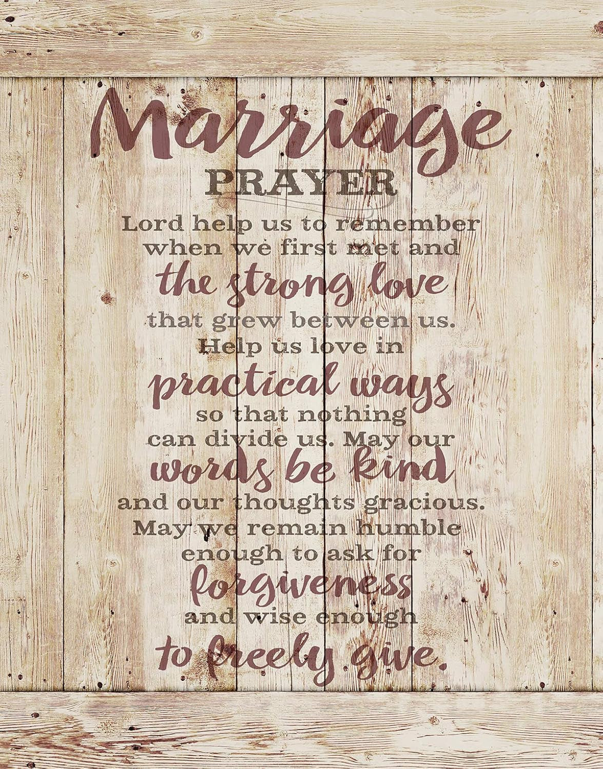 DEXSA Marriage Prayer Wood Plaque - 5.5" x 12" - Original Verse - Wall Hanging Decoration - Made in USA - Christian Family Home Decor