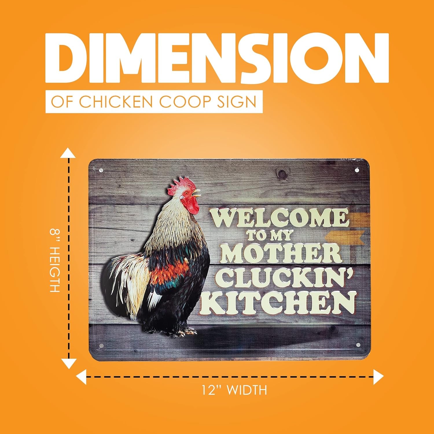 Chicken Coop Sign - 8x12 Welcome to My Mother Cluckin' Kitchen Decor - Inside The Bars