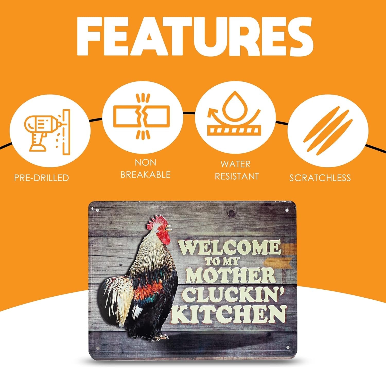 Chicken Coop Sign - 8x12 Welcome to My Mother Cluckin' Kitchen Decor - Inside The Bars