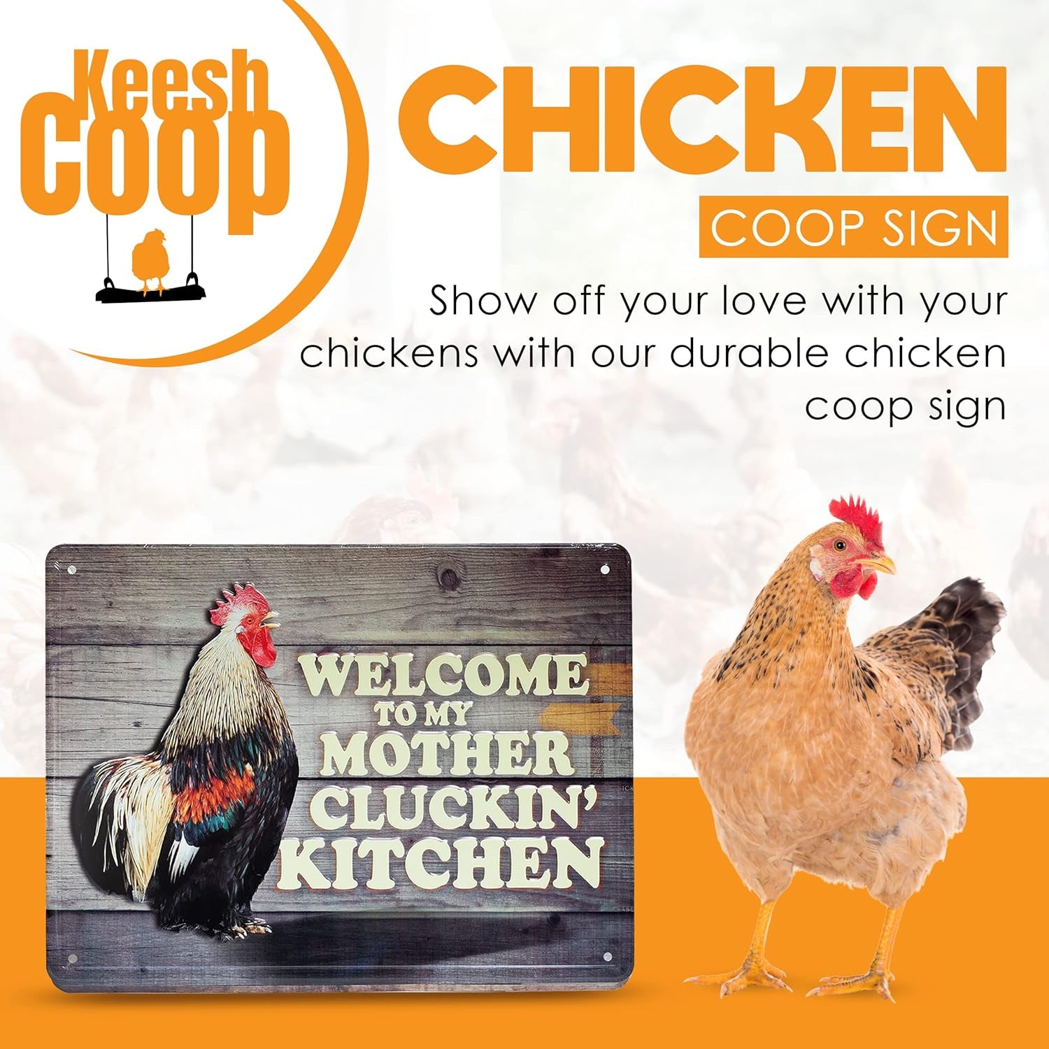 Chicken Coop Sign - 8x12 Welcome to My Mother Cluckin' Kitchen Decor - Inside The Bars